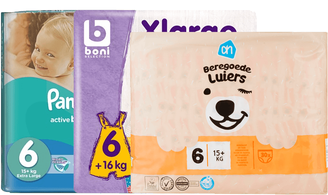 optie slagader Willen Luiers & Pampers Maat 6 promoties -75% - Luiergids